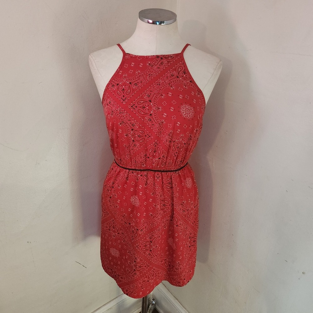 Atmosphere‎ Red Bandana Print Halter Neck Mini Dress with Tassel Tie
